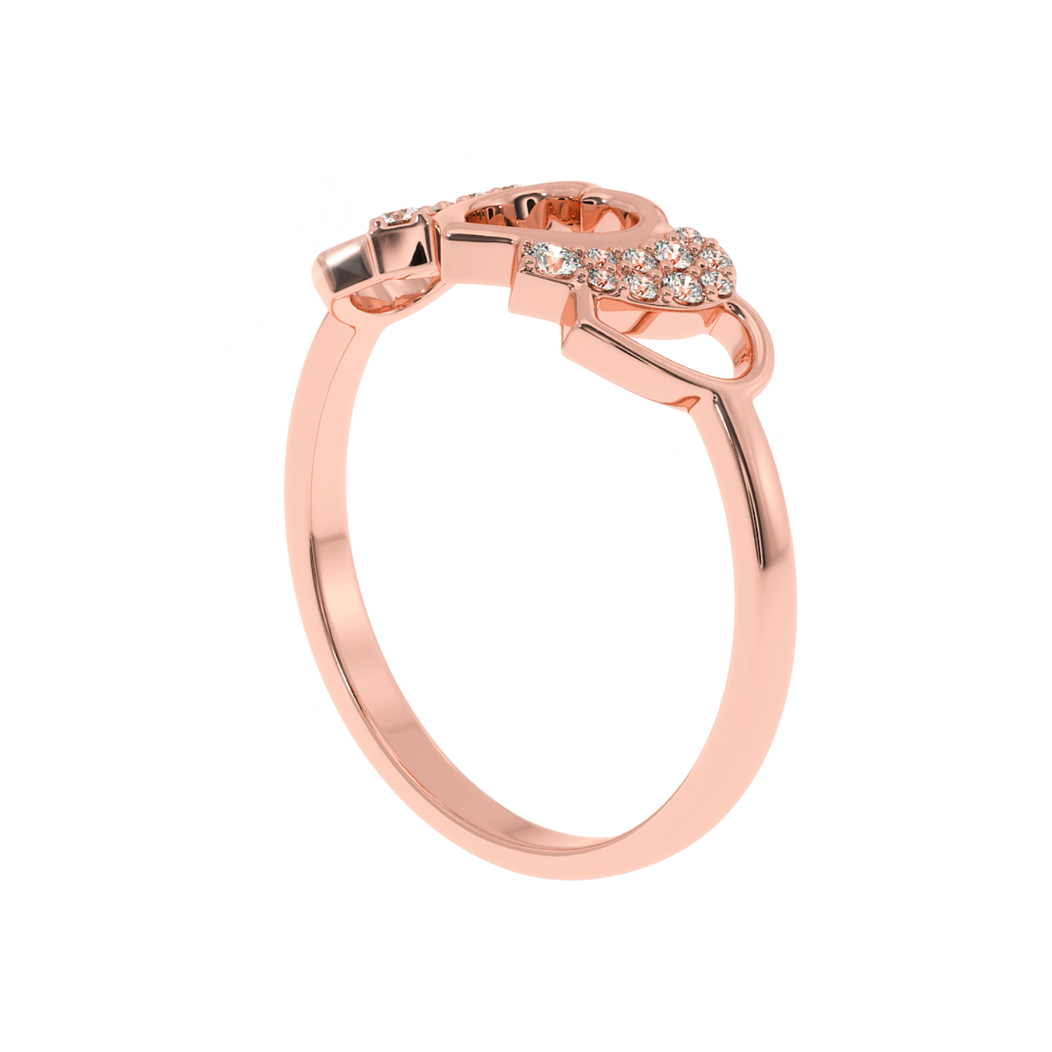 Solitairekart 0.16 CT Lab Grown Diamond Triple Heart Ring